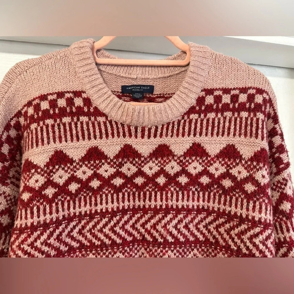 American Eagle Pink & Red Jegging Fit Knit Sweater - Picture 4 of 11